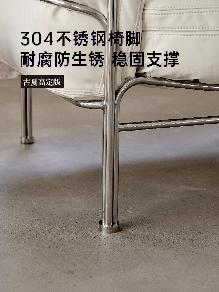 Designer Sofa Steel Armchair Medieval Single Sofa Living Room Balcony Light Luxury Leather Leisure Chair