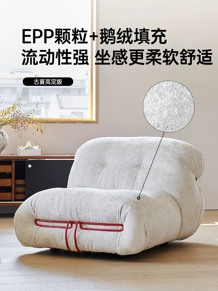 Medieval Designer Soriana Hippo Steel Tooth Sofa Small Apartment Retro Wabi Sandy Wind Lamb Wool Three-person Sofa