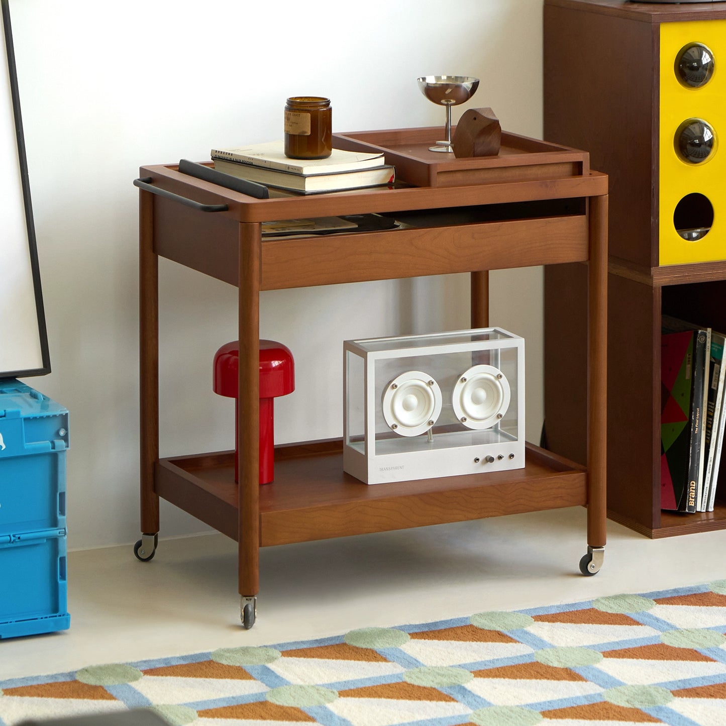 Cosmic Cart Mittelalterlicher Couchtisch aus Massivholz, beweglicher Couchtisch, kreativer Nachttisch, Sofa, Beistelltisch, leichter Luxus, hohes Gefühl 