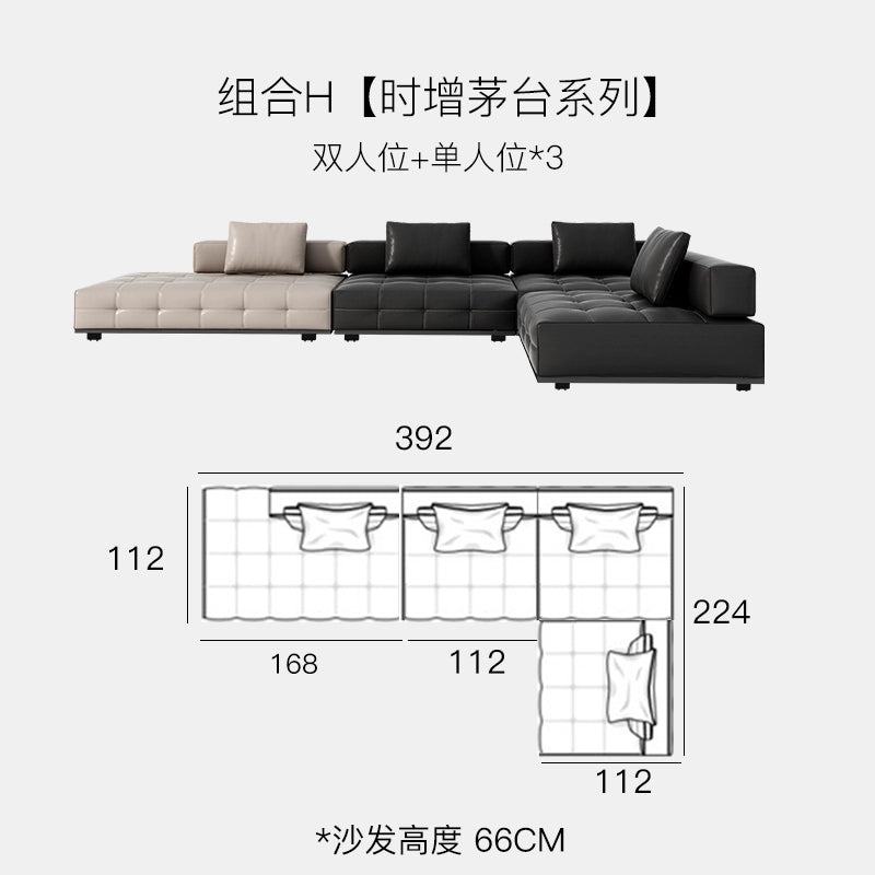 Home Furnishing Italian Minimalist Lawrence First Floor Cowhide Sofa Villa Large Flat Floor Large Apartment Designer Combination