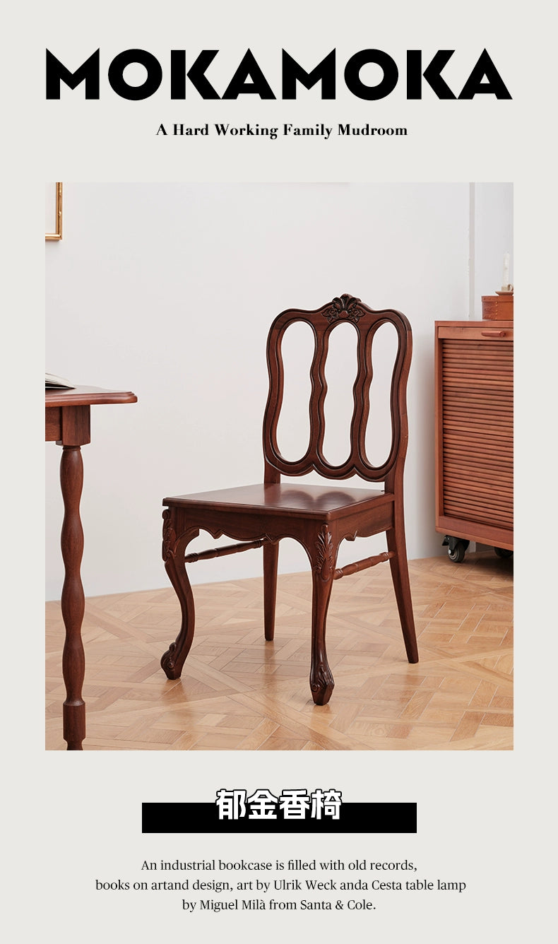 Französischer Esszimmerstuhl, hoher künstlerischer Retro-Stuhl, Stuhl mit Rückenlehne aus massivem Holz, Stuhl für Wohnzimmer, Zuhause, Café 