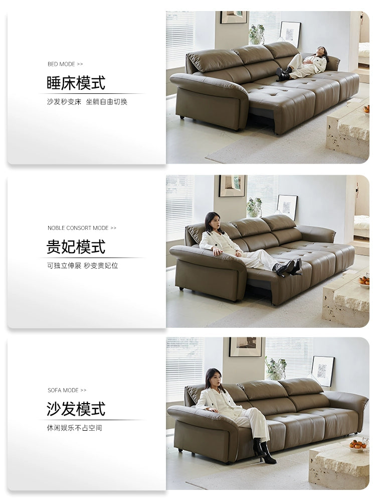 Elephant Ears Folding Ears Electric Sofa Italian Minimalist Living Room First Floor Cowhide First Class Telescopic Functional Sofa Bed