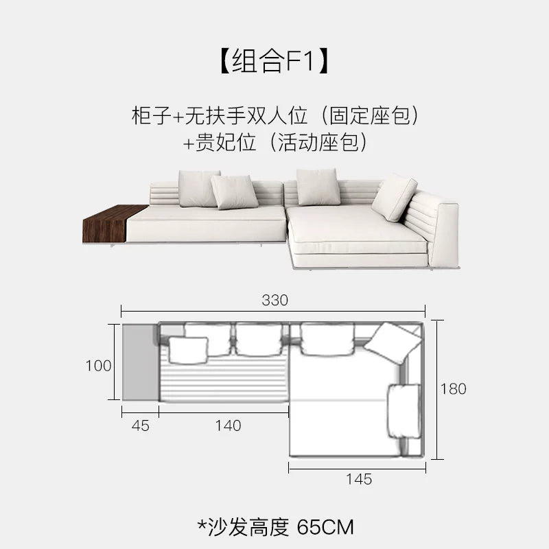 Italian Minimalist Designer Suspended Fabric Leather Villa Large Flat-floor Apartment ROGER Roger Sofa 2022