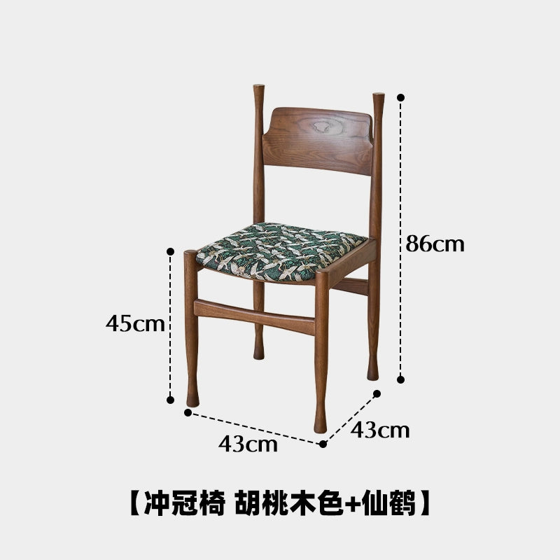 Mittelalterlicher Esszimmerstuhl aus Massivholz, bestickter Stuhl mit weicher Tasche, französischer Retro-Esszimmerstuhl für Cafés, Stuhl mit nordischer Rückenlehne 