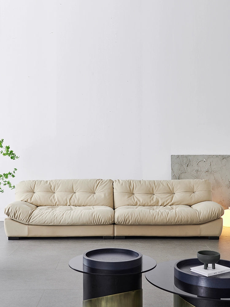 Home Furniture Italian Light Luxury Baxter Clouds Three People Straight Row Living Room Matte Leather Down Sofa
