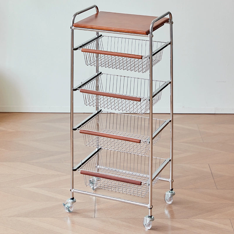 Lagerwagen im mittelalterlichen Stil, Schmiedeeisen-Bodenregal, Wohnzimmer, Haushalt, mehrschichtiges Snack-Gemüseregal 