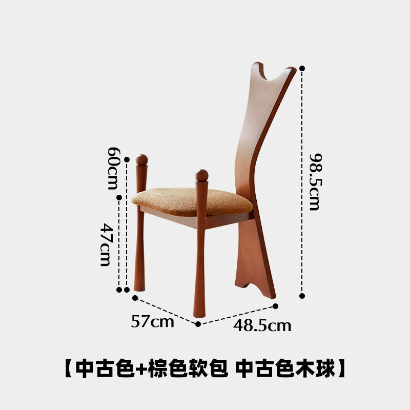 Retro Designer Esszimmerstuhl Haushalt Wohnzimmer Massivholzstuhl Mittelalterlicher kreativer Masterstuhl mit hoher Rückenlehne 