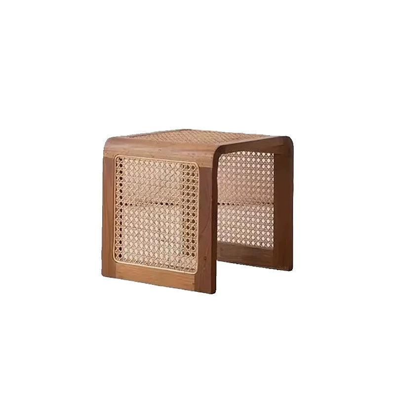 Couchtisch aus massivem Rattan, Hocker, Retro, Wabi-Wind, Schuhwechselhocker, für den Eingangsbereich, Schlafzimmer, Nachttisch, Erkerfenstertisch 