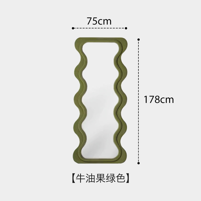 Full-length Mirror Floor-to-ceiling Ins Wind Retro Full-length Mirror Home Living Room Decoration Clothing Store Wave Mirror