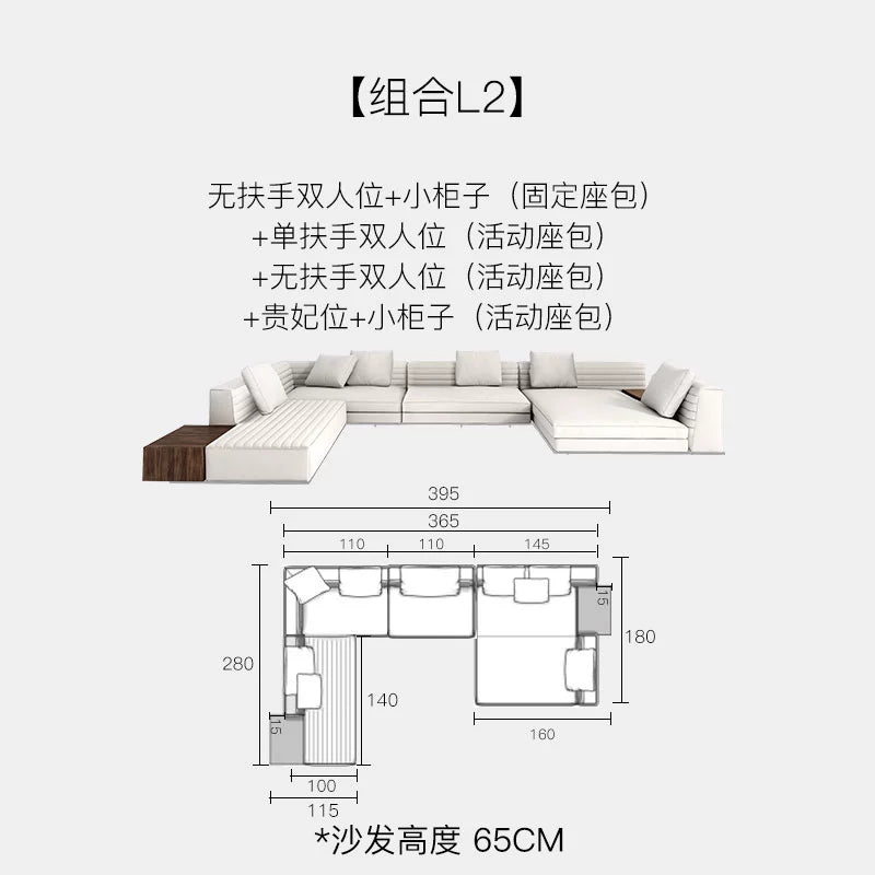 Italian Minimalist Designer Suspended Fabric Leather Villa Large Flat-floor Apartment ROGER Roger Sofa 2022