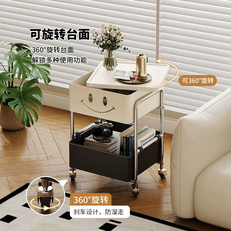 Mobiler Nachttisch, Kreativer Creme-Wind-Sofa-Beistelltisch, Paar Kleine Kinderschlafzimmer-Nachttische, Haushalt (Farbe : A)