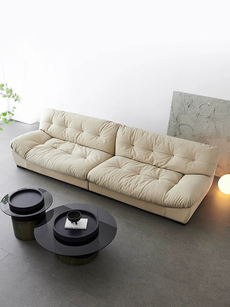 Home Furniture Italian Light Luxury Baxter Clouds Three People Straight Row Living Room Matte Leather Down Sofa