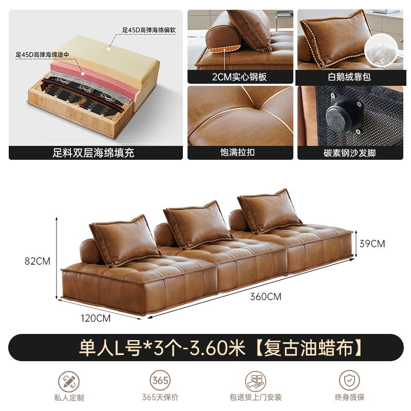 Nordic Single Creative Piedmont Sofa Expression Minimalist Living Room Leather Tofu Square Sofa Combination