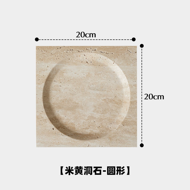 Marmortablett Wabi-Sabi Schmuck Aufbewahrungstablett Aromatherapie Regal Gelb Travertin Französisches Ornament 