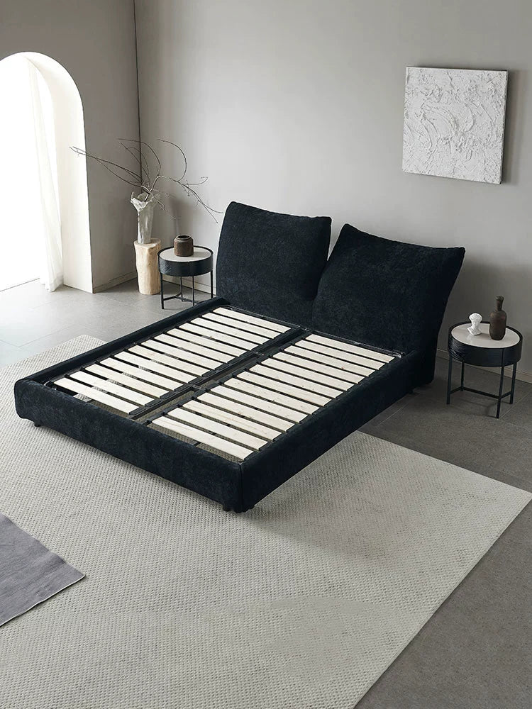 Petal Bed Italian Minimalist Fabric Bed Internet Celebrity Master Bedroom Double Bed High-end Chenille Velvet Multifunctional Soft Bag Bedside