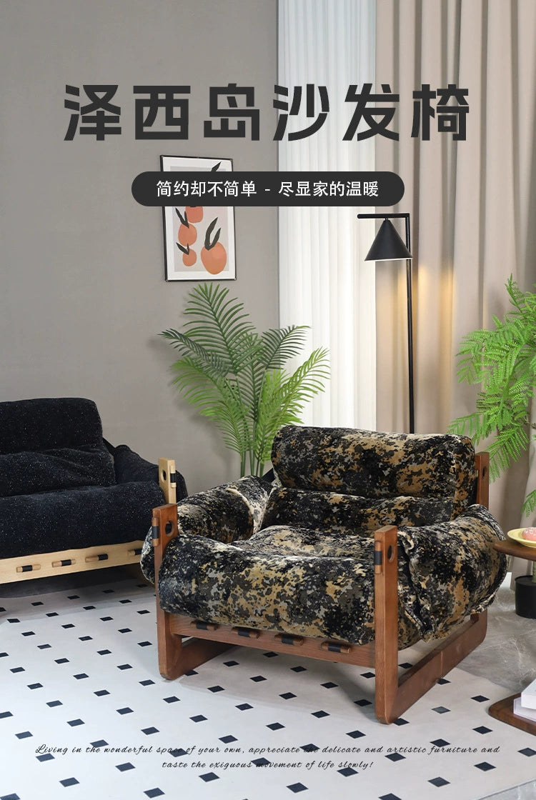 Einzelsofastuhl High-End-Freizeitliege Wohnzimmer Home Mittelalterlicher Designer Lazy Single Chair 