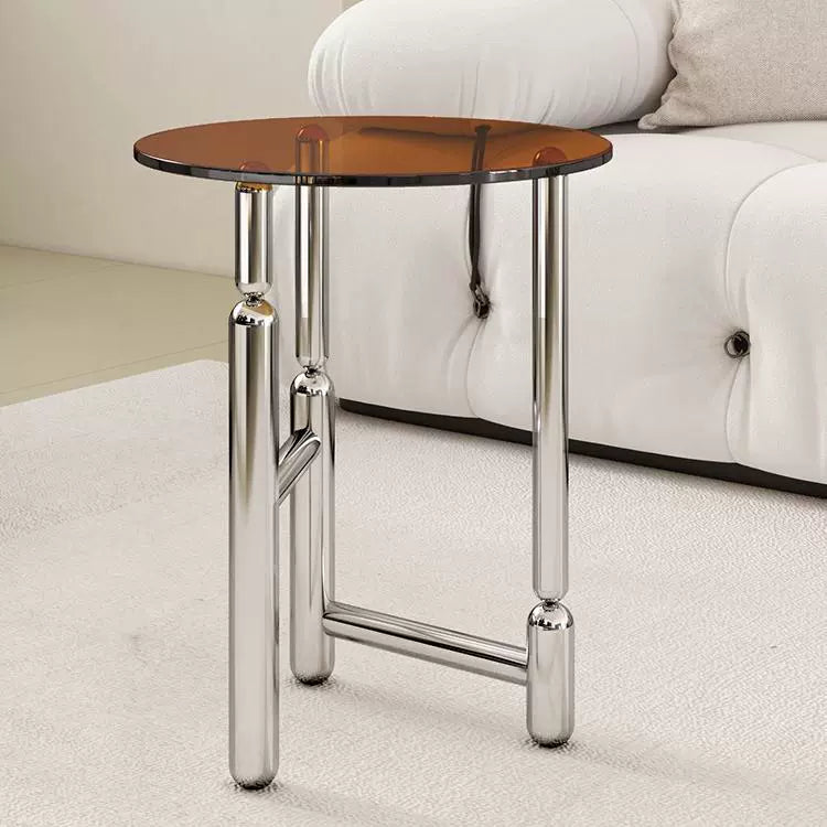 Glas sofa rand mehrere Ins Popularins stil designer kleine kaffee tisch edelstahl kaffee shop kleine runde tisch 