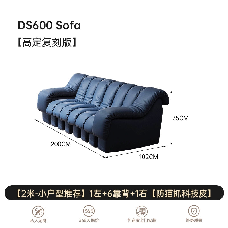 Italian Light Luxury Leather Snake Sofa DS600 Curved Sofa Villa Large Flat Layer Designer Module Combination