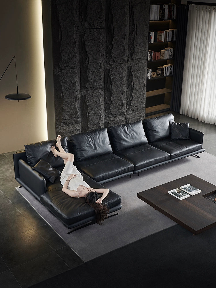 Italian Light Luxury Minimalist Designer Leather Sofa Large Apartment Living Room Home Large Sitting Deep Combination Concubine 2022