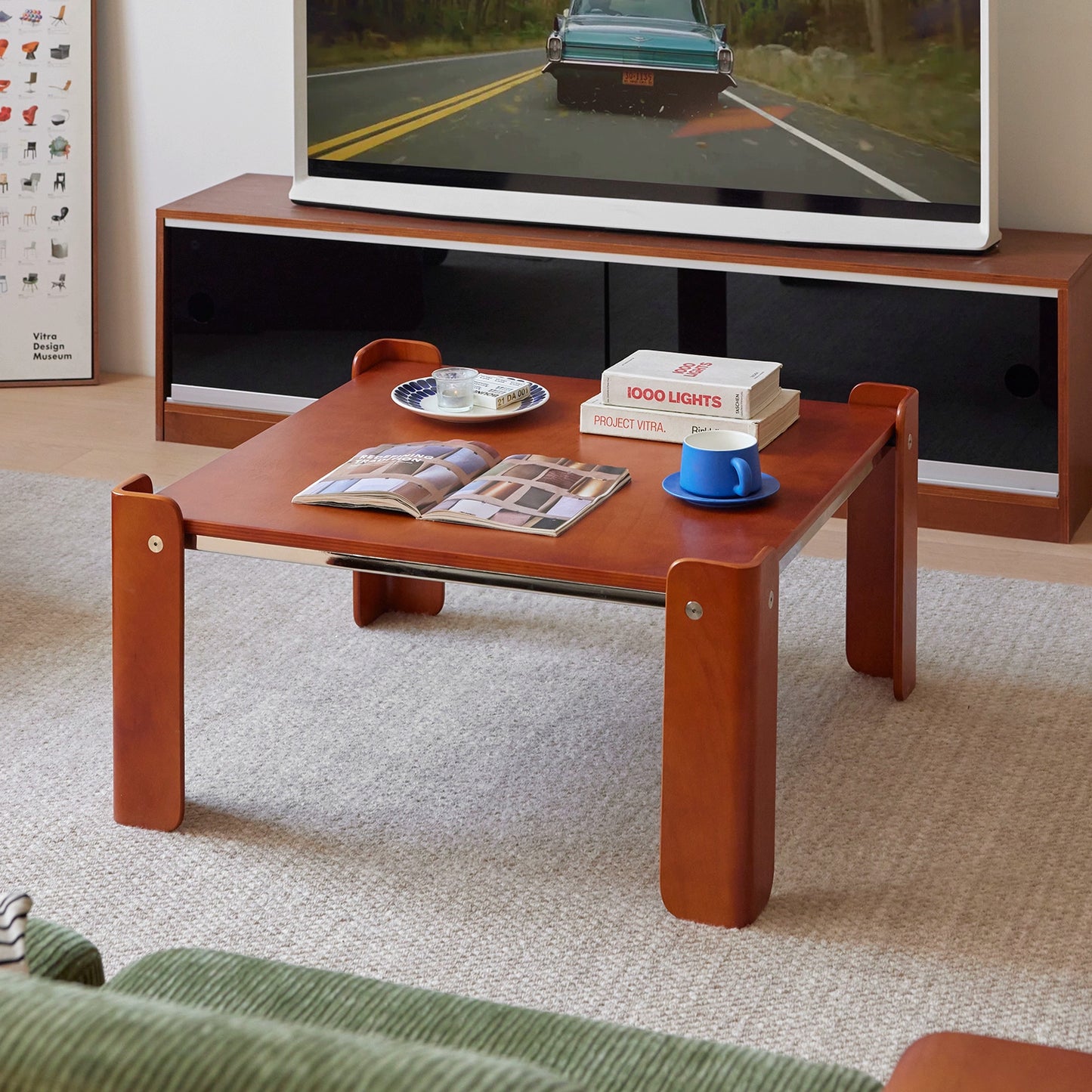 Mittelalterlicher Couchtisch aus Massivholz, nordisches Sofa, kleiner quadratischer Tisch, schlichter moderner Balkon-Ecktisch, leichter Luxus, hohes Gefühl 