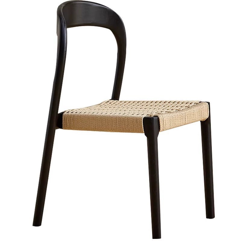 Esszimmerstuhl aus massivem Holzseil, Retro, nordischer Wabi-Wind-Stuhl, Rückenlehnenstuhl, für den Haushalt, kleine Wohnung, Schreibtischstuhl 
