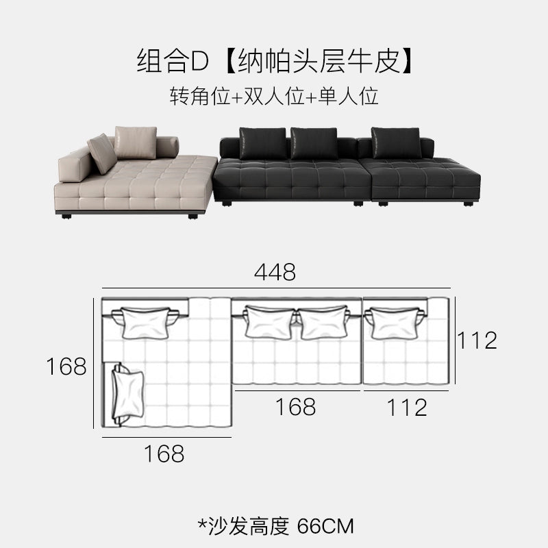 Home Furnishing Italian Minimalist Lawrence First Floor Cowhide Sofa Villa Large Flat Floor Large Apartment Designer Combination