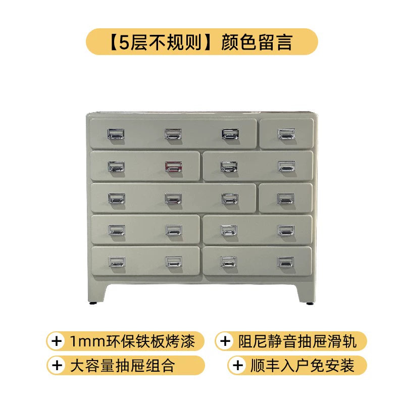 Retro Schubladenschrank mittelalterlicher Industriestil Japanischer Ins Dekorativer Spind Haushaltswohnzimmer Metallseitenschrank 