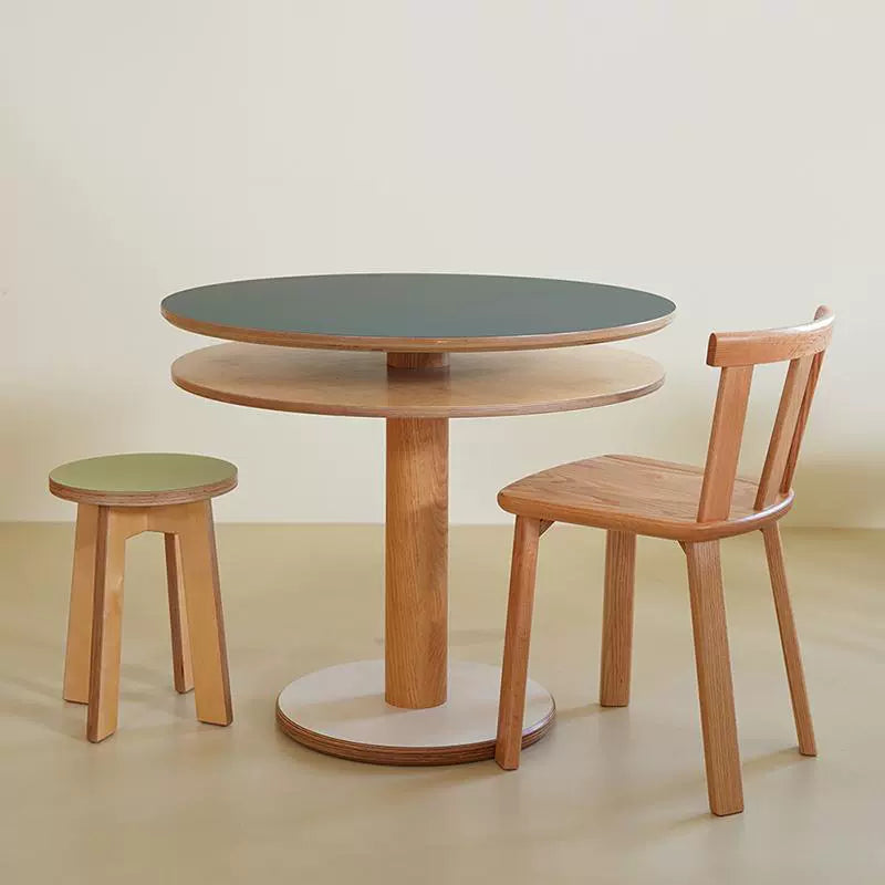 Mittelalterlicher Esstisch aus Ozeanbrett, Designer-Esstisch aus Massivholz, doppellagig, rund, leichter Luxus-Esstisch für das Wohnzimmer im Haushalt 