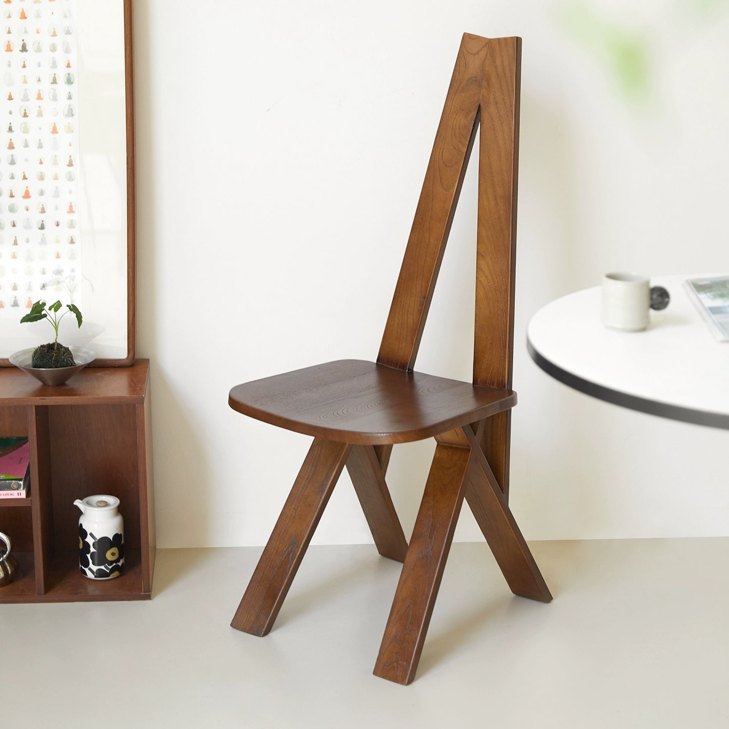 Mittelalterlicher Stuhl Vintage Massivholz Hohe Rückenlehne Esszimmerstuhl Designer Wabi Sand Wind Hocker Kreativ 