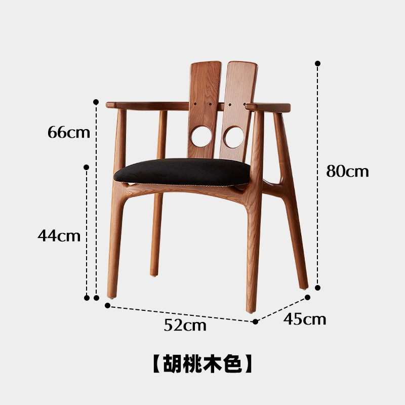 Mittelalterlicher Wabi Sabi Esszimmerstuhl aus Massivholz, japanische Rückenlehne, Designerstuhl, Haushaltsarmlehne, Buchschreibtischstuhl, weiche Tasche 