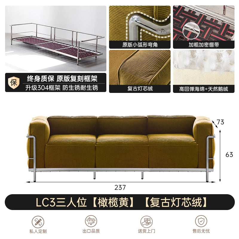 LC3 Fabric Sofa Medieval Corbusier Bauhaus Designer Single Chair Retro Living Room Home Single Sofa