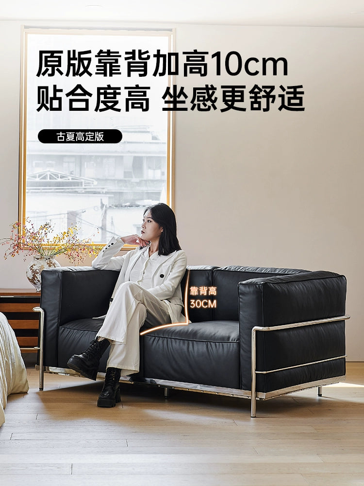 Corbusier LC3 Sofa Medieval Bauhaus Living Room Balcony High Backrest Sofa Minimalist Leather Single Sofa