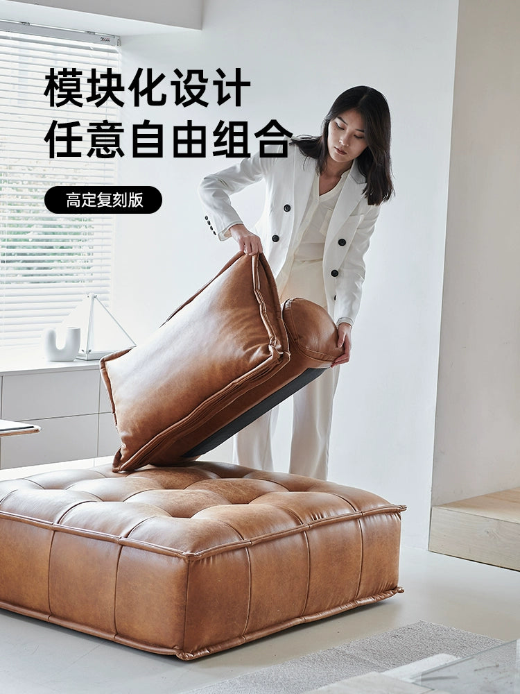 Nordic Single Creative Piedmont Sofa Expression Minimalist Living Room Leather Tofu Square Sofa Combination