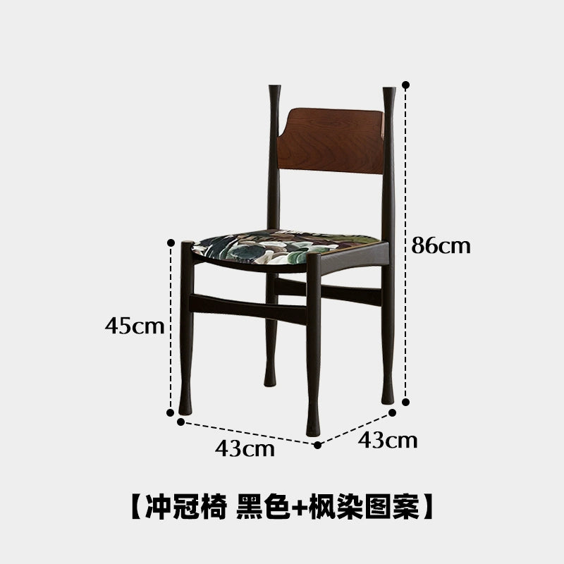 Mittelalterlicher Esszimmerstuhl aus Massivholz, bestickter Stuhl mit weicher Tasche, französischer Retro-Esszimmerstuhl für Cafés, Stuhl mit nordischer Rückenlehne 