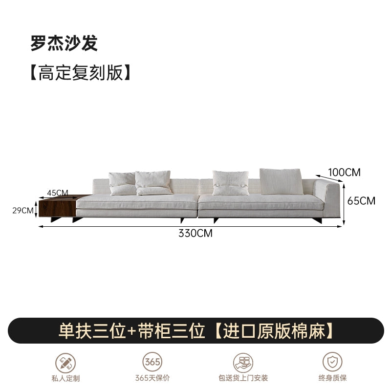 Italian Minimalist Designer Suspended Fabric Leather Villa Large Flat-floor Apartment ROGER Roger Sofa 2022