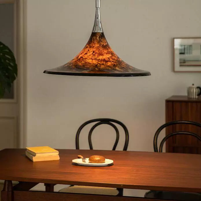 Mittelalterlicher bemalter Kronleuchter für Esszimmer, Wohnzimmer, Nachttischlampe, Hornleuchte, einziehbarer Kronleuchter mit gestreifter Kunst, Strohhut 