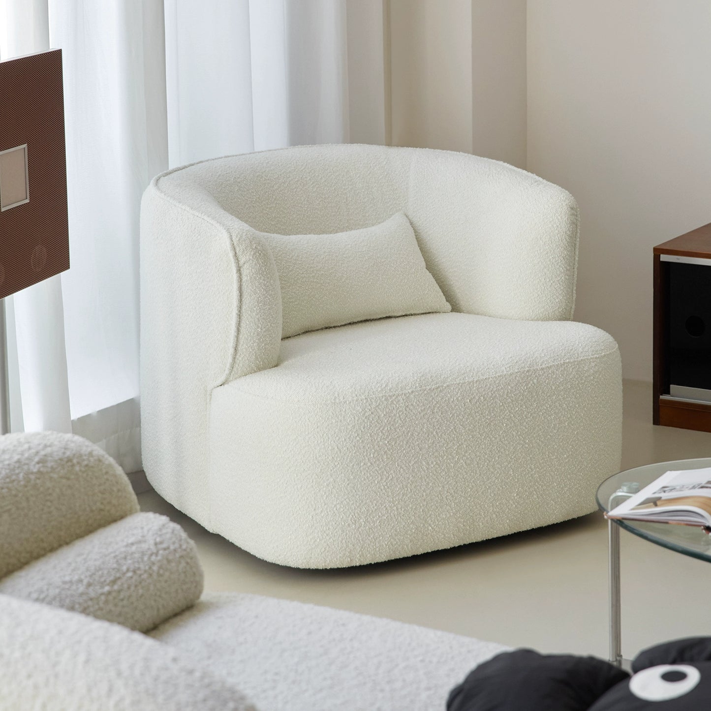 Lässiger Einzelsofastuhl, cremefarben, Wind, faules Sofa, Wohnzimmer, mittelalterliches Ins, minimalistisches Design, Einzelstuhl 