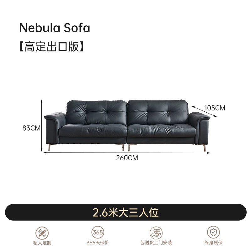 Italian Light Luxury Nebula Sofa Medium Antique Cloud Leather Designer Living Room Small Apartment Straight Row Three-person Sofa