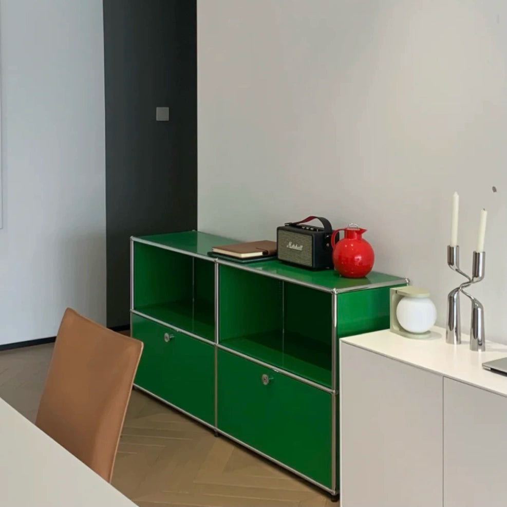 Medieval Light Luxury Dining Side Cabinet Usmah Metallmodulschrank Edelstahl-Eimerschrank Haushalt Wohnzimmer Bücherregal TV-Schrank 