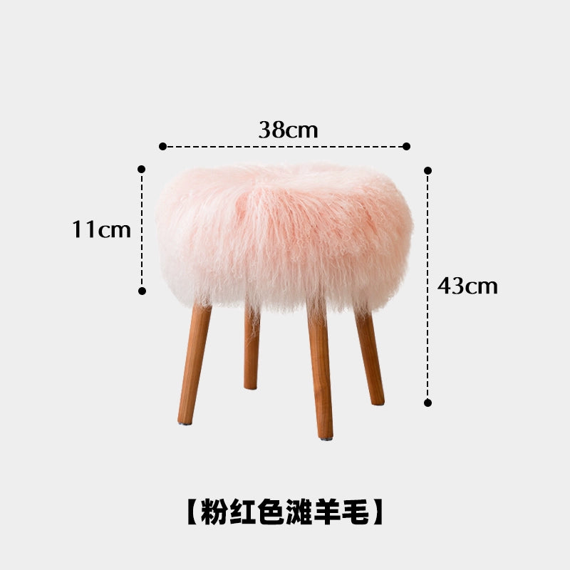 Mittelalterlicher Strandhocker aus Schafwolle, Eingangsbereich, leichter Luxus, hoher Schuhhocker, kreativer Ins Popularhome-Wohnzimmer-niedriger Hocker 