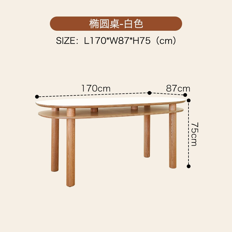 Mittelalterlicher Esstisch aus Massivholz Kreativer Designer Doppelschichtiger ovaler Schreibtisch Nordic Ocean Board Schreibtisch 