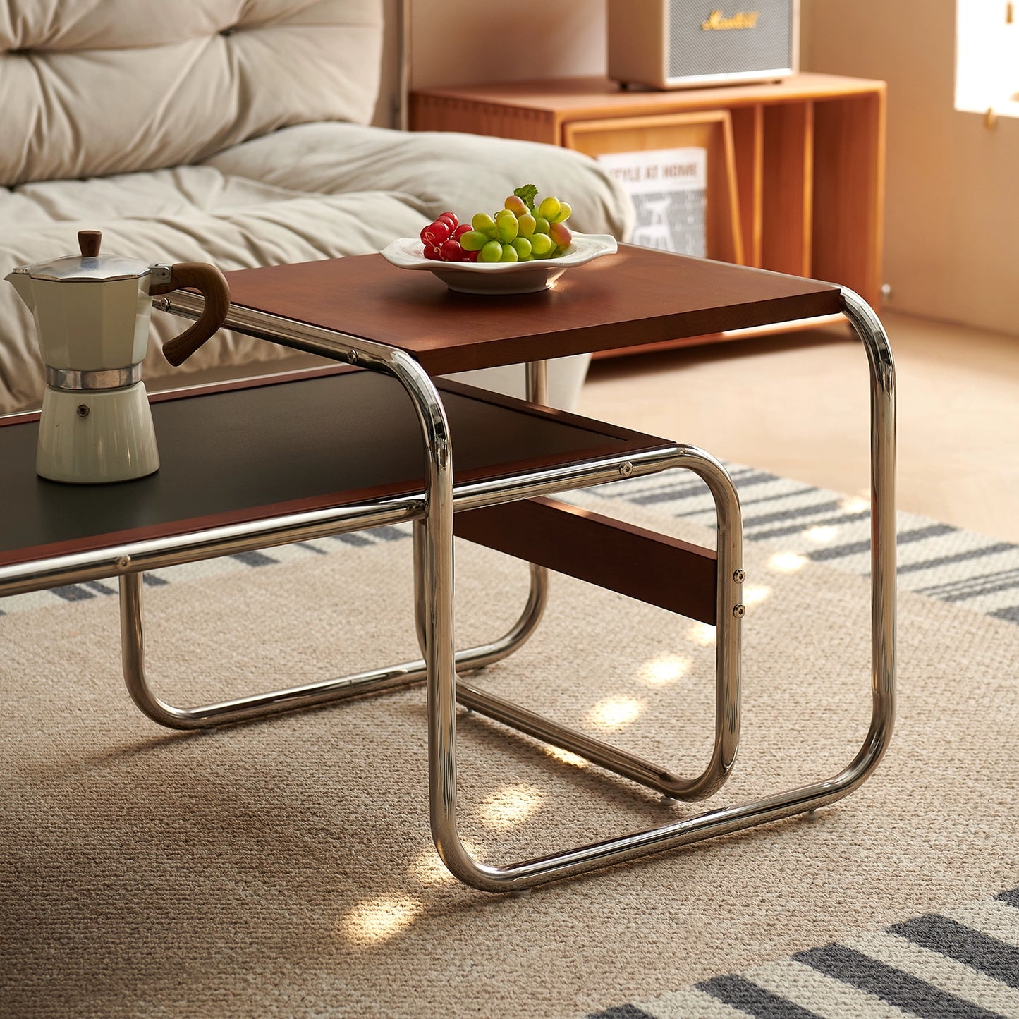 Mittelalterlicher Kombinations-Couchtisch, Wohnzimmer, Heim, Sofa, Beistelltisch, leichter Luxus, High-End, kleine Wohnung, Massivholz-Teetisch 