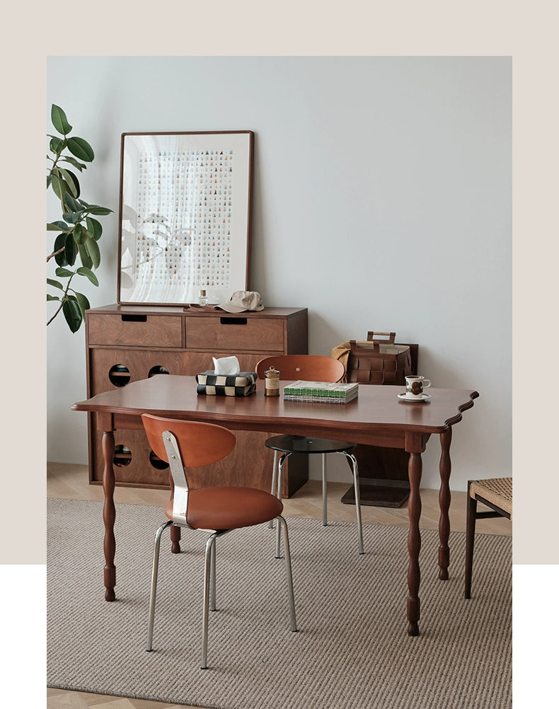 Vollmassivholz Esstisch Französisch Retro Blütenblatt Tisch kleine Wohnung Haushalt rechteckigen Tisch Wabi Sandwind 