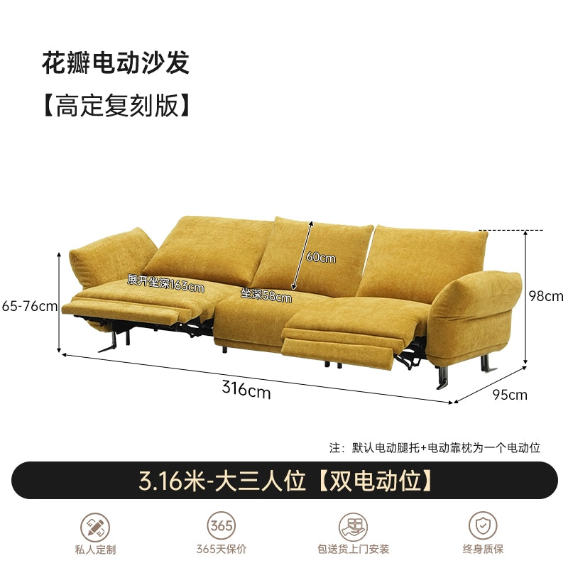 Electric Petal Sofa Minimalist Light Luxury Large and Small Apartment Living Room Straight Row Chenille Fabric First Class Functional Sofa