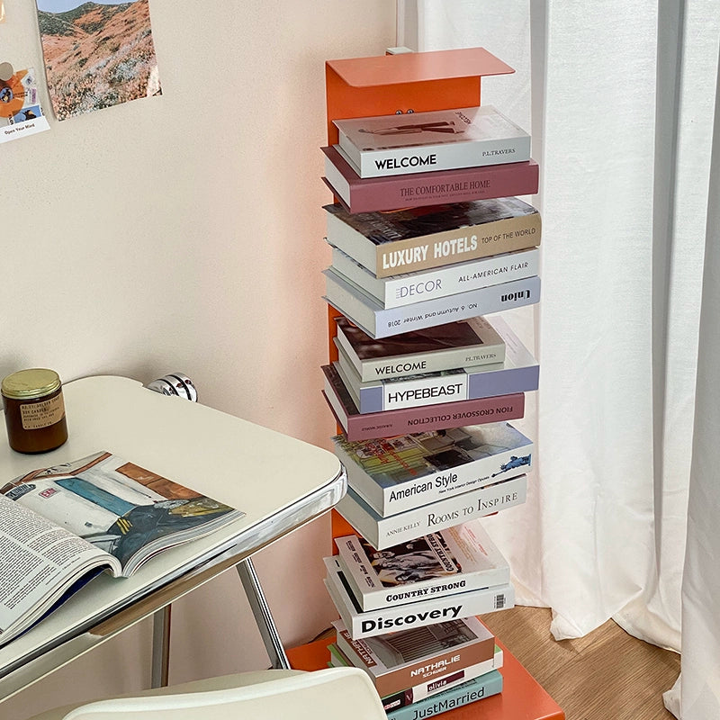 Unsichtbares Bücherregal, vom Boden bis zur Decke, kleines Bücherregal, Wohnzimmer, Arbeitszimmer, Ecke, kreatives Wandregal 