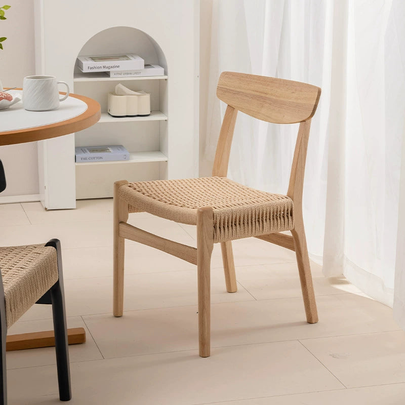Retro Seil gestrickt Esszimmerstuhl Wabi Wind Massivholz Rückenlehne Stuhl Designer kreativ nordischen japanischen Freizeitstuhl