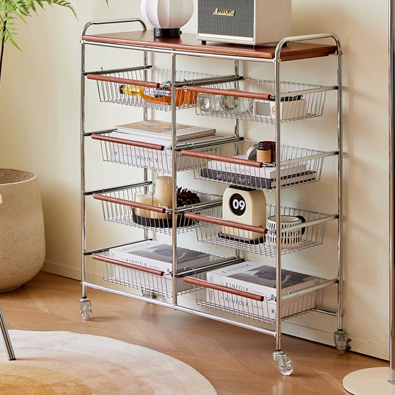 Lagerwagen im mittelalterlichen Stil, Schmiedeeisen-Bodenregal, Wohnzimmer, Haushalt, mehrschichtiges Snack-Gemüseregal 