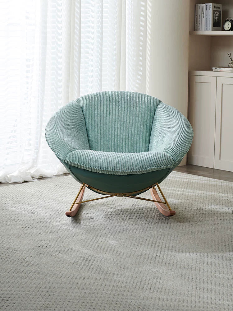 Single Rocking Chair Lotus Leaf Rocking Chair Nordic Home Living Room Ins Popular Designer Lazy Recliner Adult Leisure Chair