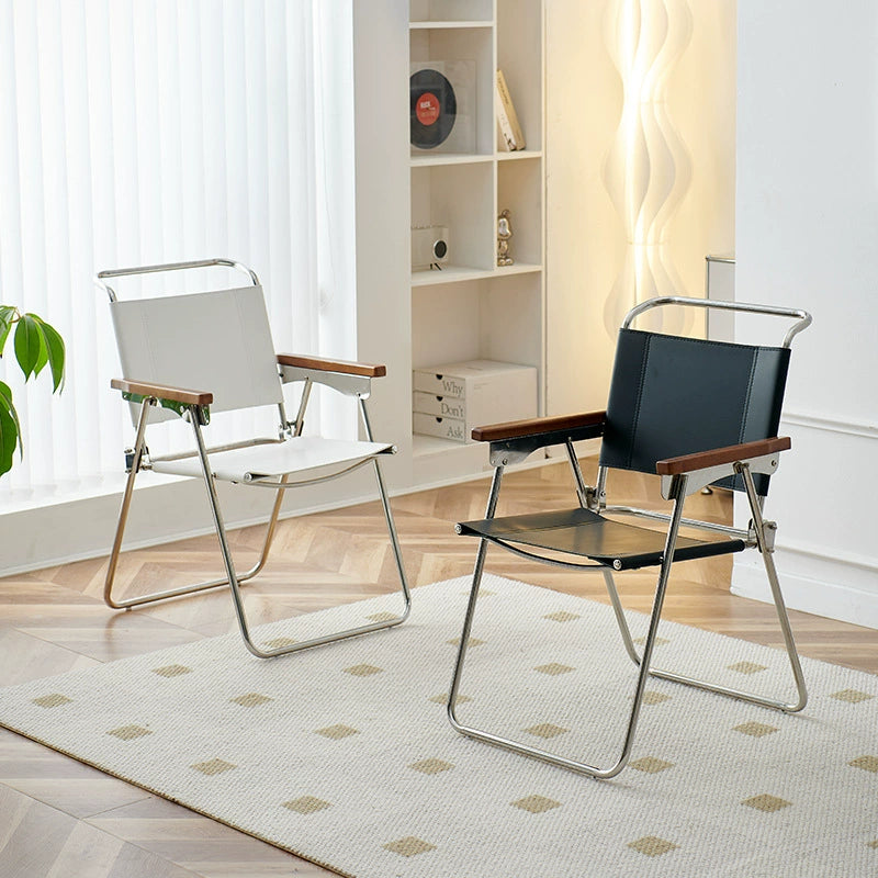 Sattelleder Klappstuhl Nordic Retro Esszimmerstuhl Kleine Wohnung Rückenlehne Sessel Balkon Freizeitstuhl 