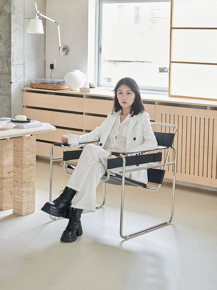 Home Furnishing Vassily Chair Vintage ins Bauhaus Stainless Steel Balcony Simple Designer Single Leisure Chair